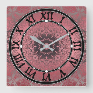 rosa und grau quadratische wanduhr