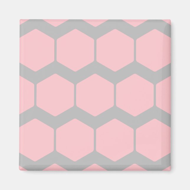 Rosa und Grau, Retro Geometric Zigzag Muster. Magnet (Vorne)