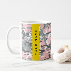 Rosa und Grau Tarnung Ihren Namen personalisieren Kaffeetasse