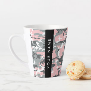 Rosa und Grau Tarnung Ihren Namen personalisieren Milchtasse