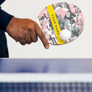 Rosa und Grau Tarnung Ihren Namen personalisieren Tischtennis Schläger