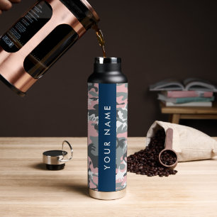 Rosa und Grau Tarnung Ihren Namen personalisieren Trinkflasche