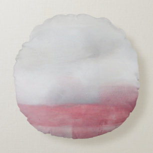 Rosa und Graue Abstrakte Kunstmalerei. Moderne Arp Rundes Kissen