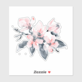 Rosa und graue Blume Klasse Wasserfarbe Aufkleber