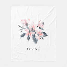 Rosa und graue Blume Klasse Wasserfarbe Fleecedecke