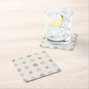 Rosa und graue Blume Rechteckiger Pappuntersetzer