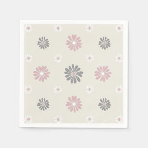 Rosa und graue Blume Serviette
