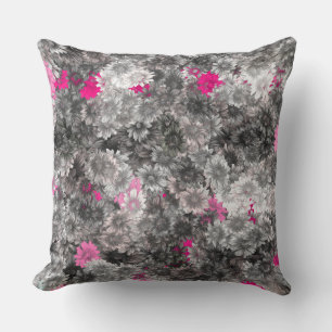 Rosa und graue Blumenmehrfarbenkunst Kissen