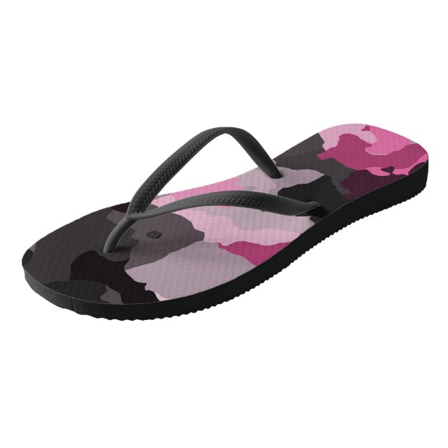 rosa und graue Camouflage Flip Flops (Schrägansicht)