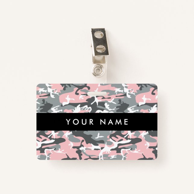 Rosa und graue Camouflage, Militär, Armee Ausweis (Vorderseite mit Klammer)