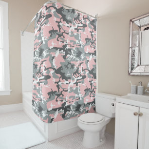 Rosa und graue Camouflage, Militär, Armee Duschvorhang