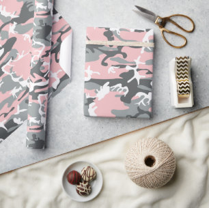 Rosa und graue Camouflage, Militär, Armee Geschenkpapier