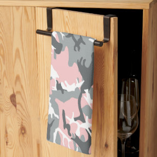 Rosa und graue Camouflage, Militär, Armee Geschirrtuch