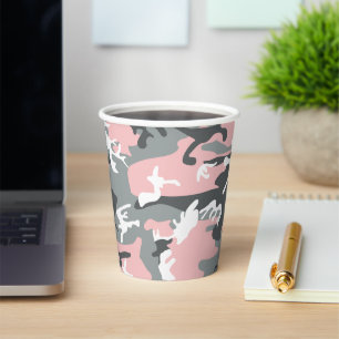 Rosa und graue Camouflage, Militär, Armee Pappbecher