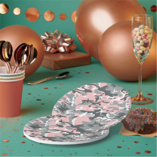 Rosa und graue Camouflage, Militär, Armee Pappteller