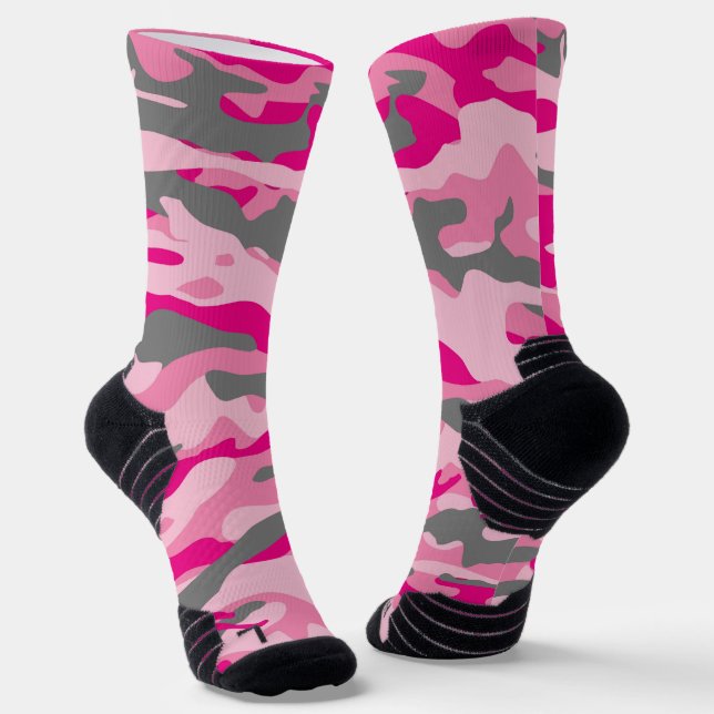 Rosa und graue Camouflage Socken (Gewinkelt)
