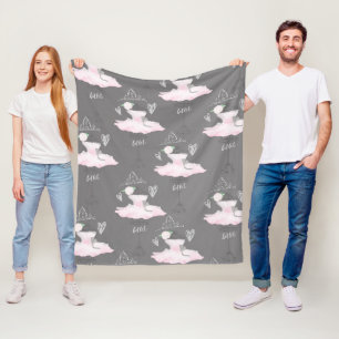 Rosa und Graue Couture Ballerina Mädchen Schlafzim Fleecedecke