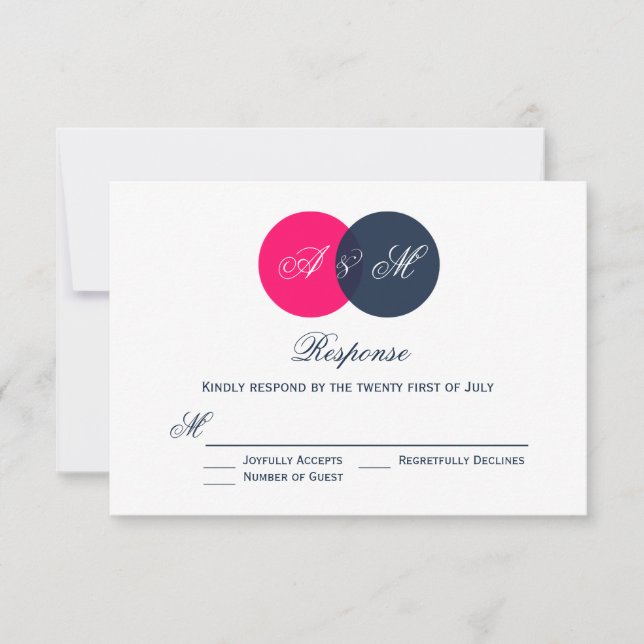 Rosa und graue eingesteckte Kreise Hochzeit der RS RSVP Karte (Vorderseite)