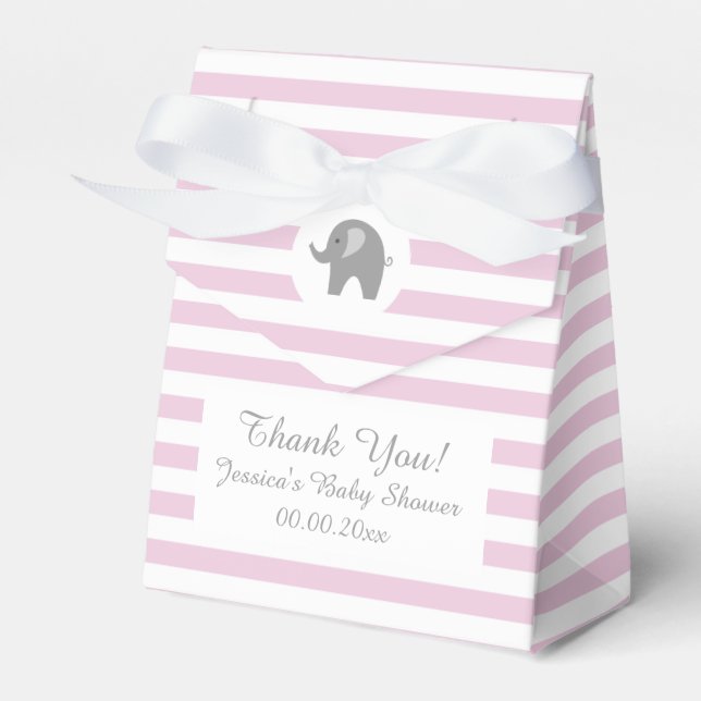 Rosa und graue Elefantendusche Gastgeschenk Geschenkschachtel (Vorderseite)