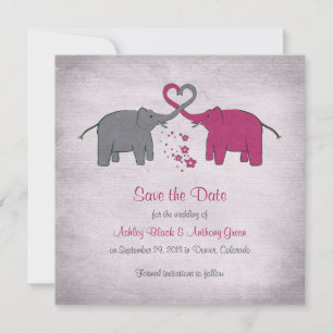 Rosa und graue Elefantenhochzeit speichern das Dat Save The Date