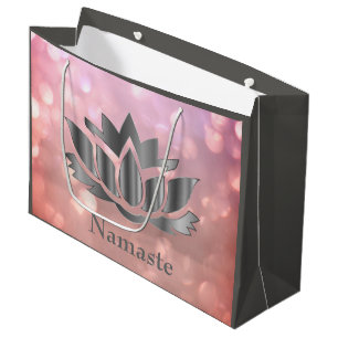 Rosa und graue Funkeln Namaste Große Geschenktüte