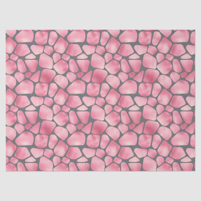 Rosa und graue Giraffe Print Decoupage Seidenpapier (Vorderseite)