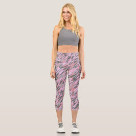 rosa und graue grüne Tarnung abstrakt Capri Leggings