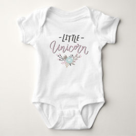 Rosa und graue kleine Einhornhandschrift mit Blume Baby Strampler