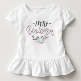 Rosa und graue kleine Einhornhandschrift mit Blume Baby T-shirt
