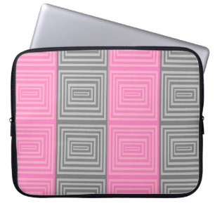 Rosa und graue Notebooktasche mit abstraktem Desig Laptopschutzhülle