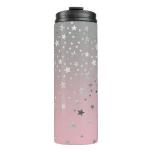 Rosa und graue Sterne stilvoll modern chic Thermosbecher