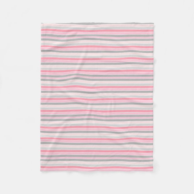 Rosa und graue Streifen Fleecedecke (Vorderseite)