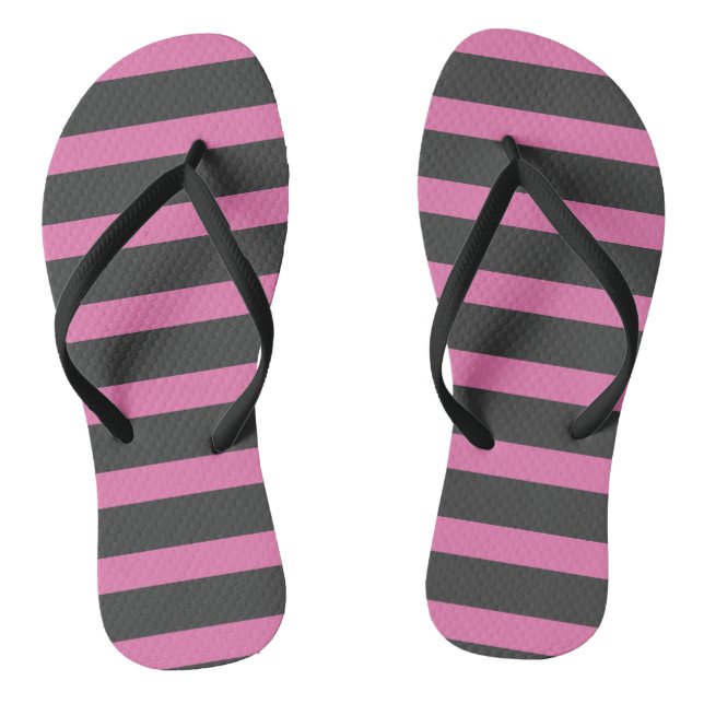 Rosa und graue Streifen Flip Flops (Fußbett)