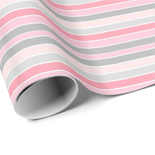 Rosa und Graue Streifen Geschenkpapier