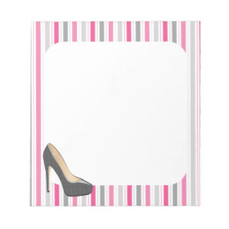 Rosa und graue Streifen mit grauem Stiletto Notizblock