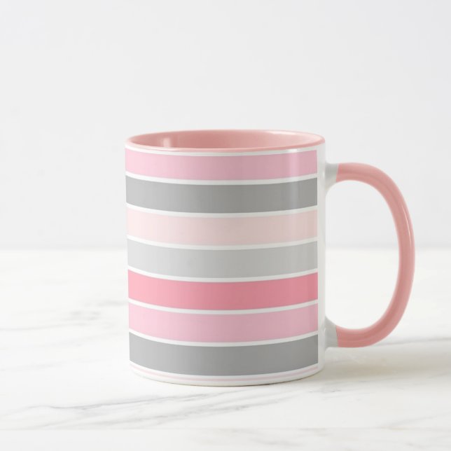 Rosa und graue Streifen Tasse (Rechts)