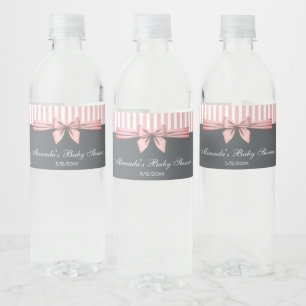 Rosa und graue Stripte Bow Babydusche
