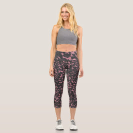 rosa und graue Tarnung abstrakt Capri Leggings