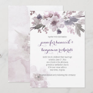 Rosa und graue Wasserblüten laden zu Hochzeiten ei Einladung