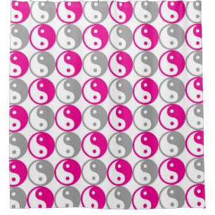 Rosa und graue Yin-Yang-Muster Duschvorhang