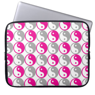 Rosa und graue Yin-Yang-Muster Laptopschutzhülle