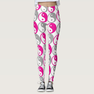 Rosa und graue Yin-Yang-Muster Leggings