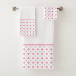 rosa und graues Diamantmuster Badhandtuch Set