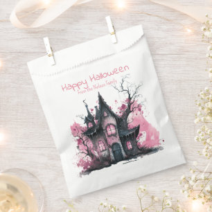 Rosa und Gray Spuk House Happy Halloween Geschenktütchen