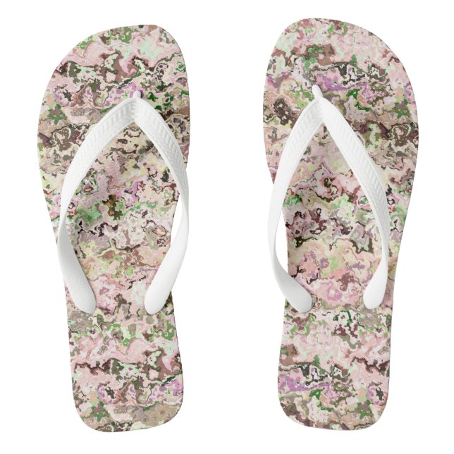 rosa und grün Abstrakt Flip Flops (Fußbett)