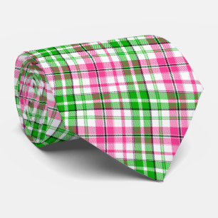 Rosa und Grün auf weißem Karo-Tartan-Muster Krawatte