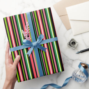 Rosa und grün gestreift geschenkpapier