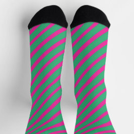 Rosa und grün gestreifte Retro Cool Classic für si Socken