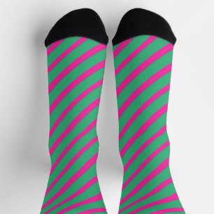 Rosa und grün gestreifte Retro Cool Classic für si Socken