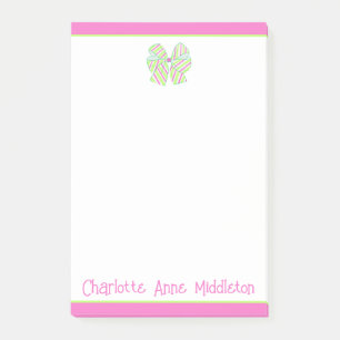 Rosa und grün gestreifter Preppy-Schleife personal Post-it Klebezettel